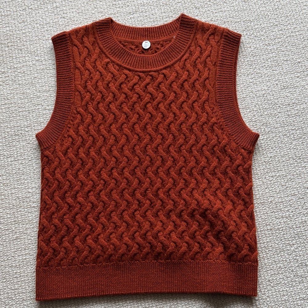 Margaret O'Leary Rust Cable Knit Sweater Vest